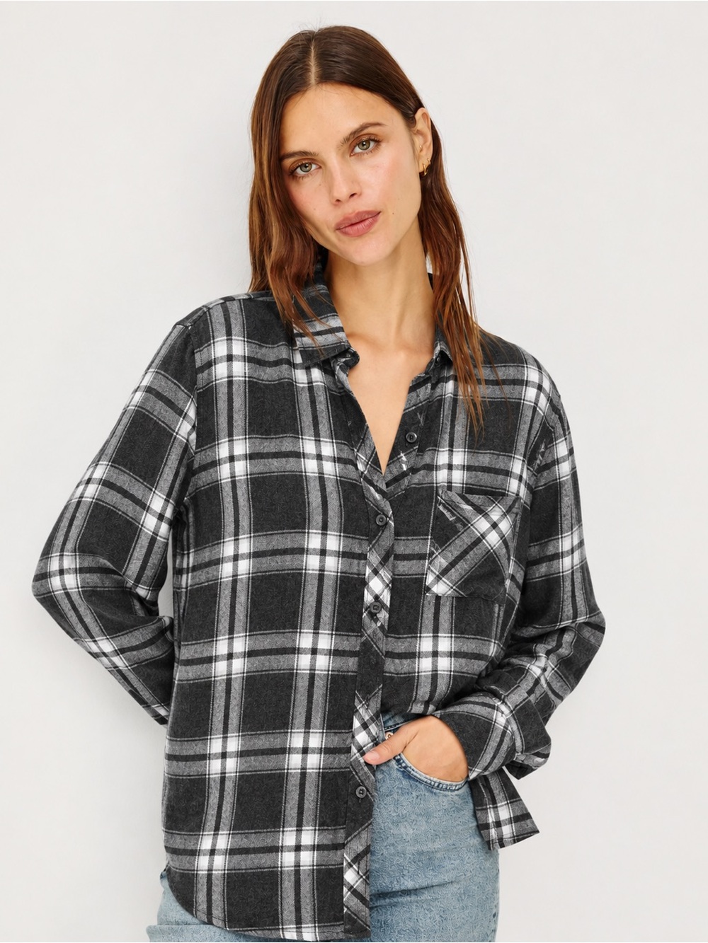 Rails Hunter Plaid Button-Down Shirt Black/White